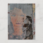 abstract collage with face and skeleton postkarte (Vorderseite)