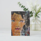 abstract collage with face education games words postkarte (Stehend Vorderseite)