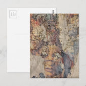 abstract collage with face mixed media postkarte (Vorne/Hinten)