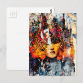 abstract collage with face mixed media postkarte (Vorne/Hinten)