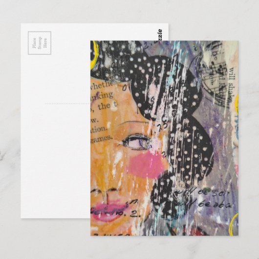 abstract collage with face postkarte (Vorne/Hinten)