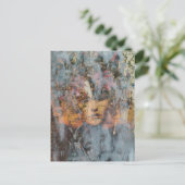 abstract collage with face postkarte (Stehend Vorderseite)