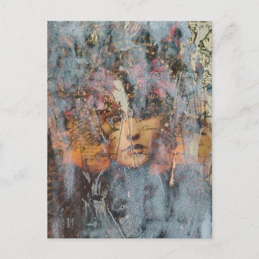 abstract collage with face postkarte (Vorderseite)
