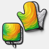 Abstract Color Energy Flow Design Ofenhandschuh & Topflappen-Set (Vorderseite/Rückseite)