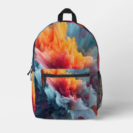 Abstract Color Explosion Contemporary Art Bedruckter Rucksack (Vorderseite)