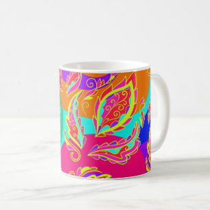 abstract,color,pattern, indian,mandala,pink kaffeetasse