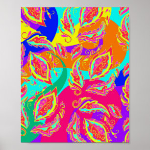 abstract,color,pattern, indian,mandala,pink poster