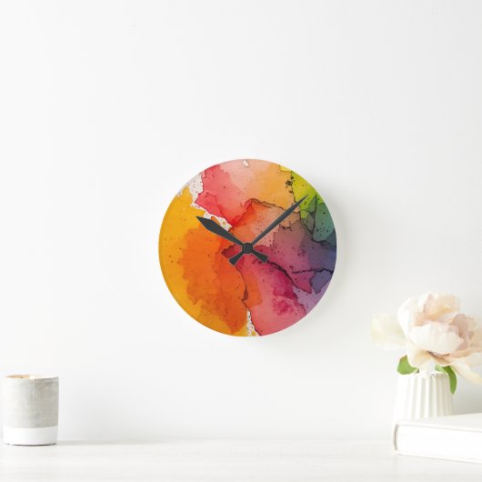 Abstract Color Splash Wall Clock Runde Wanduhr (Zuhause)