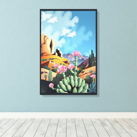 Abstract Colorado Mountains Desert Cactus Leinwanddruck (Insitu (Holzboden))