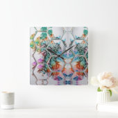 Abstract Colorful alcohol ink art Quadratische Wanduhr (Zuhause)