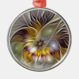 Abstract Colorful Fantasy Flower Fractal Art Ornament Aus Metall