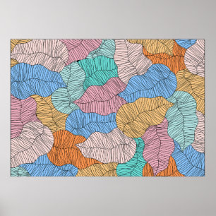 Abstract colorful leaf painting design background poster