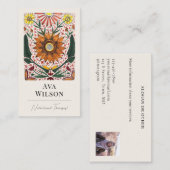 Abstract Colorful Painted Botanicals with Photo  Visitenkarte (Vorne/Hinten)