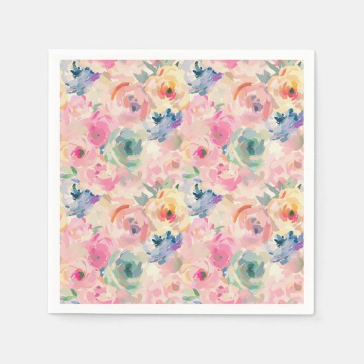 Abstract Colorful Pastel Flowers Floral Pattern Serviette (Vorderseite)