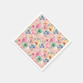 Abstract Colorful Pastel Flowers Floral Pattern Serviette (Ecke)