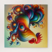 Abstract Colorful Rooster Puzzle (Horizontal)