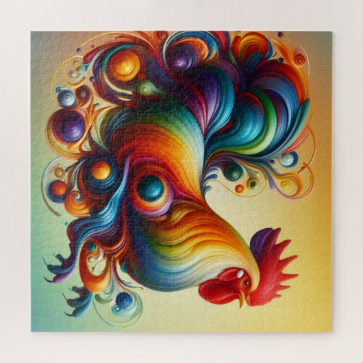 Abstract Colorful Rooster Puzzle (Horizontal)