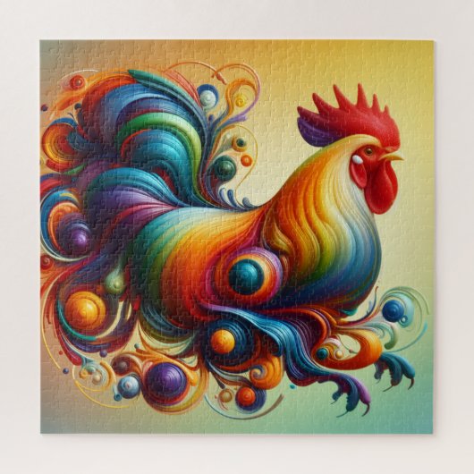 Abstract Colorful Rooster Puzzle (Vertikal)