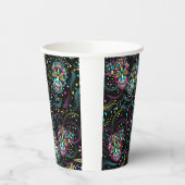Abstract Colorful Spooky Skulls Halloween Pappbecher (Links)