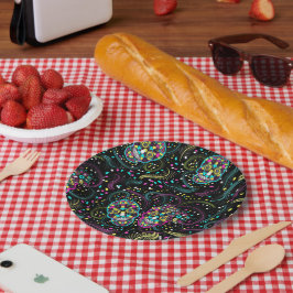 Abstract Colorful Spooky Skulls Halloween Pappteller