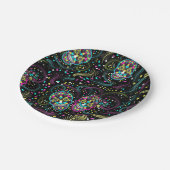 Abstract Colorful Spooky Skulls Halloween Pappteller (Schrägansicht)
