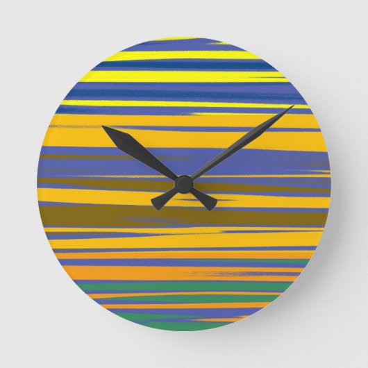 Abstract Colorful Stripes Pattern Runde Wanduhr (Vorderseite)