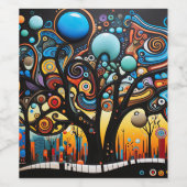 Abstract Colorful Swirl Tree Landscape Nature Weinetikett (Einzelnes Label)