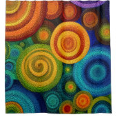 Abstract concentric circles in vibrant multicolor  duschvorhang (Vorderseite)