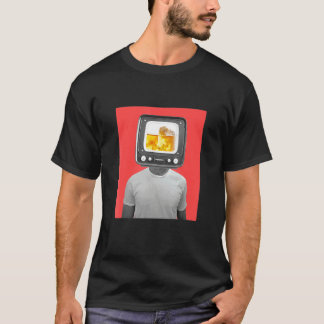 Abstract Concept Man With Beer Tv Head Illustratio T-Shirt