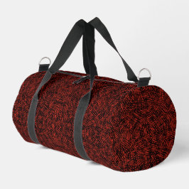 Abstract Contemporary Black Crosshatch On Red Rust Duffle Bag