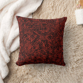 Abstract Contemporary Black Crosshatch On Red Rust Kissen