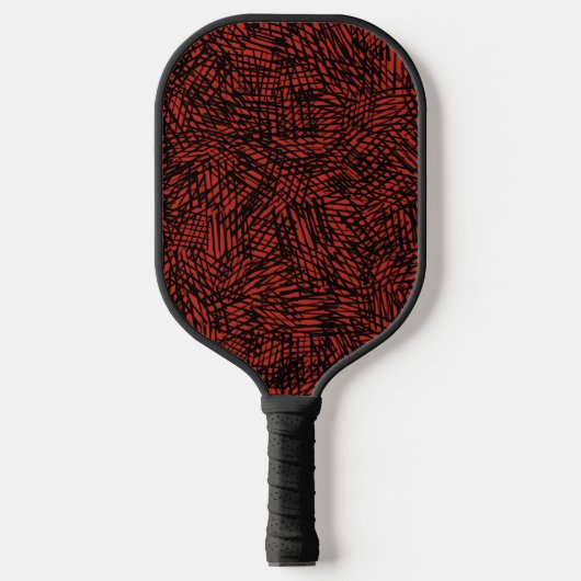 Abstract Contemporary Black Crosshatch On Red Rust Pickleball Schläger (Vorderseite)