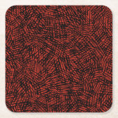Abstract Contemporary Black Crosshatch On Red Rust Rechteckiger Pappuntersetzer (Vorderseite)