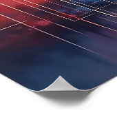 Abstract Coral and Blue Geometric Art Poster (Ecke)