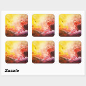 Abstract Cosmic Universe Painting Fiery Colors Quadratischer Aufkleber (Blatt)