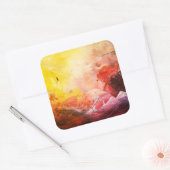 Abstract Cosmic Universe Painting Fiery Colors Quadratischer Aufkleber (Umschlag)