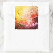 Abstract Cosmic Universe Painting Fiery Colors Quadratischer Aufkleber (Tasche)