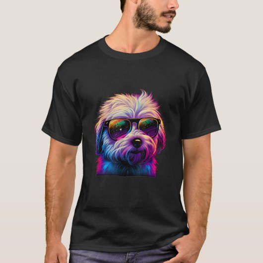 Abstract Coton De Tulear Dog Lovers Retro Multicol T-Shirt (Vorderseite)