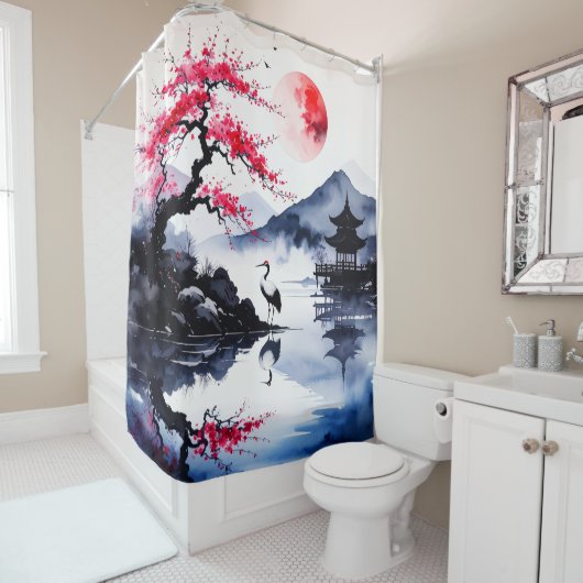 Abstract Crane 001 Shower Curtain Duschvorhang (Beispiel)
