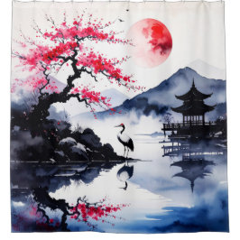 Abstract Crane 001 Shower Curtain Duschvorhang