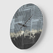 Abstract Cream, Teal, & Black Stripe Pattern Große Wanduhr (Winkel)