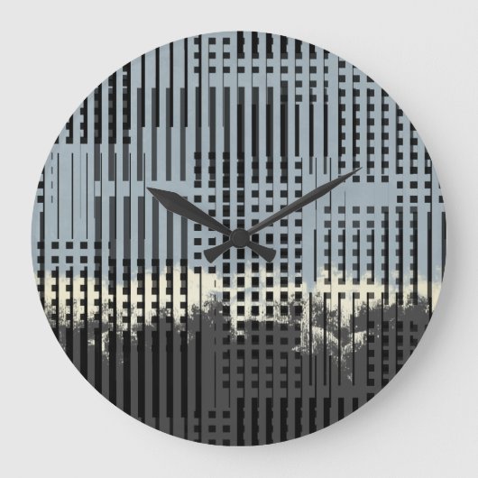Abstract Cream, Teal, & Black Stripe Pattern Große Wanduhr (Vorderseite)