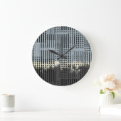 Abstract Cream, Teal, & Black Stripe Pattern Große Wanduhr (Zuhause)