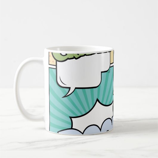 Abstract creative concept comic pop art style blan kaffeetasse (Links)