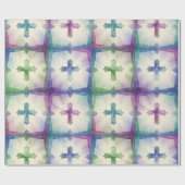 Abstract Cross pattern pretty watercolor faith Geschenkpapier (Flach)