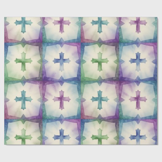 Abstract Cross pattern pretty watercolor faith Geschenkpapier (Flach)