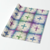 Abstract Cross pattern pretty watercolor faith Geschenkpapier (Ungerollt)