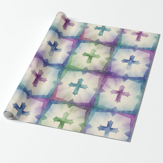 Abstract Cross pattern pretty watercolor faith Geschenkpapier (Ungerollt)