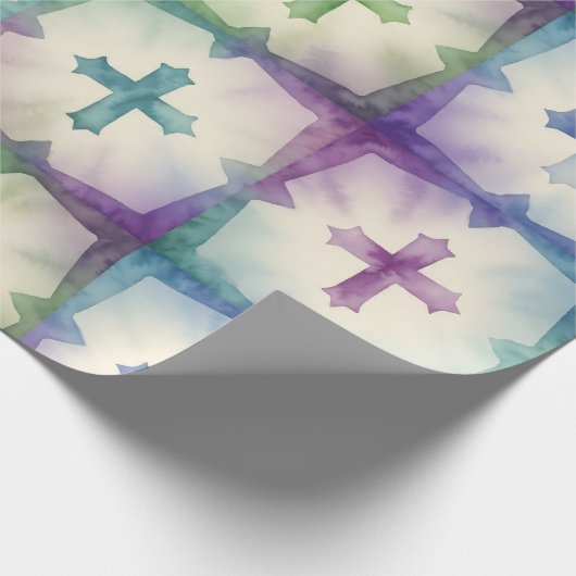 Abstract Cross pattern pretty watercolor faith Geschenkpapier (Ecke)
