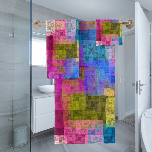 Abstract cubes badhandtuch set